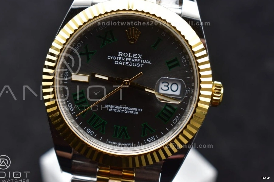 on Dial ARF SS YG SH3235 YG Edition (Gain Jubilee Gray DateJust 41 126333 Best SS 904L Weight) Roman Bracelet Steel Green 1:1 0114